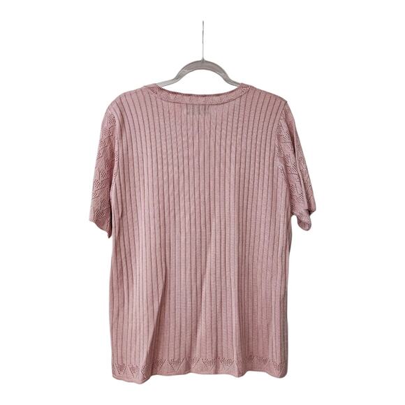 Alfred Dunner NWT Womens LG Pink Sweater Knit Short Sleeves USA - Picture 2 of 10